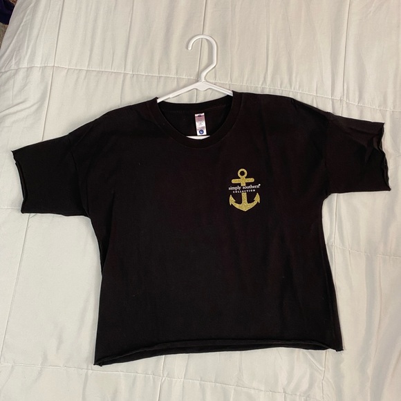 Simply Southern Shortie Anchor Tee in Black Size Large - Picture 2 of 7
